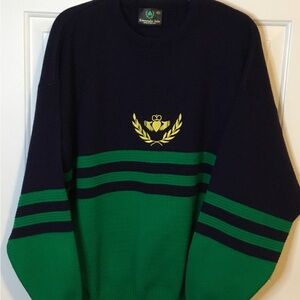 Men’s Emerald Isle Irish Navy and Green Sweater Sz XXL